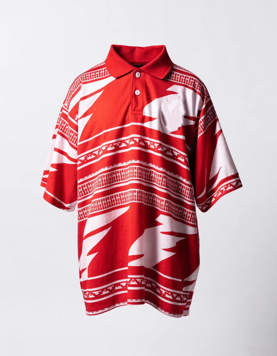 geometric print polo soccer shirt